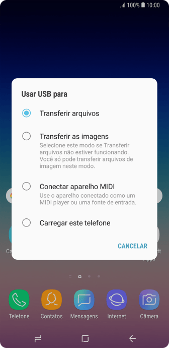 Pressione Transferir arquivos para ativar a função. Pressione Transferir arquivos para ativar a função.