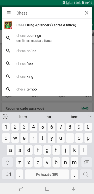 Insira o nome ou assunto do app desejado, e pressione o ícone de busca. Insira o nome ou assunto do app desejado, e pressione o ícone de busca.