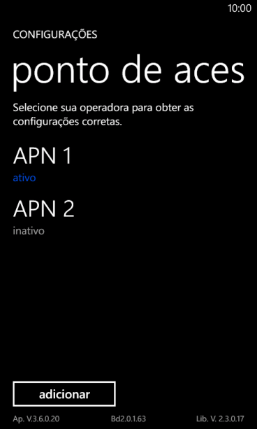 Pressione a conexão de dados desejada para ativá-la. Pressione a conexão de dados desejada para ativá-la.