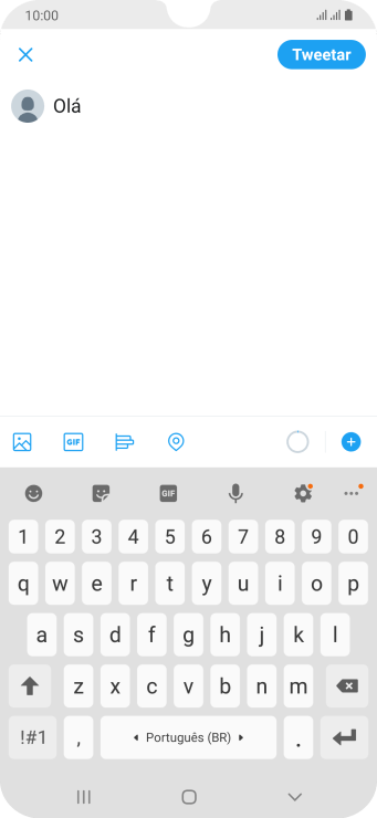 Digite o texto, e pressione Tweetar. Digite o texto, e pressione Tweetar.