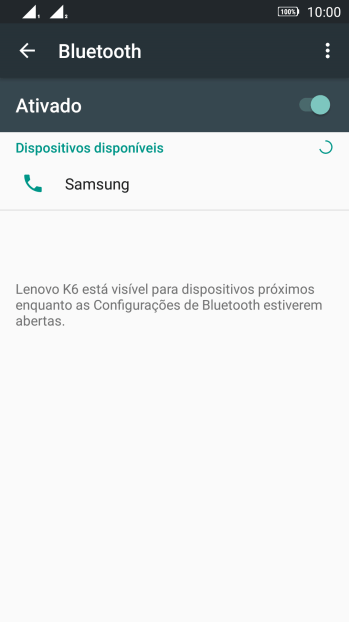 Pressione o dispositivo Bluetooth desejado, e siga as instruções da tela para conectar o dispositivo ao seu celular. Pressione o dispositivo Bluetooth desejado, e siga as instruções da tela para conectar o dispositivo ao seu celular.