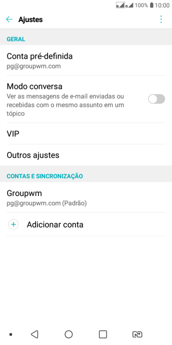 Pressione a conta de e-mail desejada. Pressione a conta de e-mail desejada.