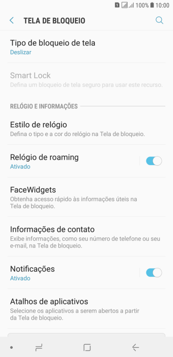 Pressione Tipo de bloqueio de tela. Pressione Tipo de bloqueio de tela.