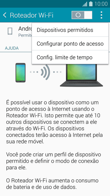 Pressione Configurar ponto de acesso. Pressione Configurar ponto de acesso.