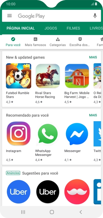 Pressione o campo de busca. Pressione o campo de busca.