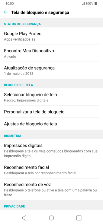 Pressione Selecionar bloqueio de tela. Pressione Selecionar bloqueio de tela.