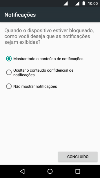 Pressione a configuração desejada. Pressione a configuração desejada.