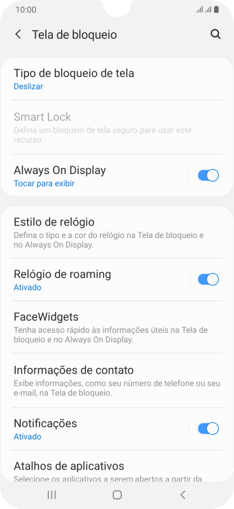 Pressione Tipo de bloqueio de tela. Pressione Tipo de bloqueio de tela.