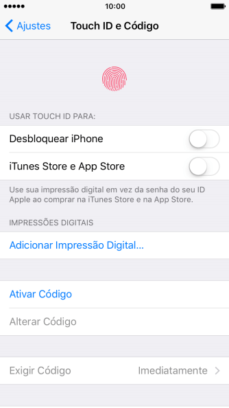 Pressione Adicionar Impressão Digital..., e siga as indicações da tela para adicionar a impressão digital. Pressione Adicionar Impressão Digital..., e siga as indicações da tela para adicionar a impressão digital.