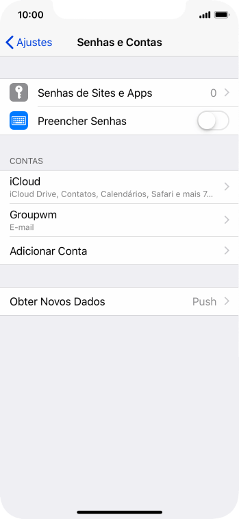 Pressione o nome da conta de e-mail que você acabou de criar. Pressione o nome da conta de e-mail que você acabou de criar.