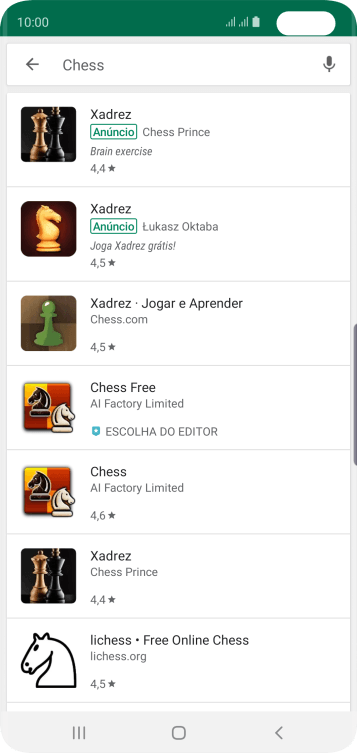 Pressione o app desejado. Pressione o app desejado.