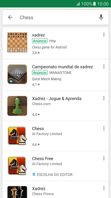 Pressione o app desejado. Pressione o app desejado.