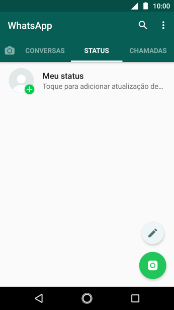 Pressione o ícone de atualização de status. Pressione o ícone de atualização de status.