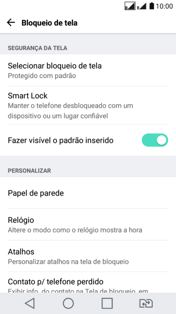 Pressione Selecionar bloqueio de tela. Pressione Selecionar bloqueio de tela.