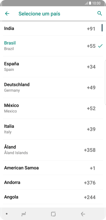 Pressione o país desejado. Pressione o país desejado.