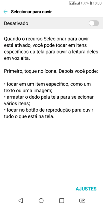 Pressione o indicador para ativar a função. Pressione o indicador para ativar a função.