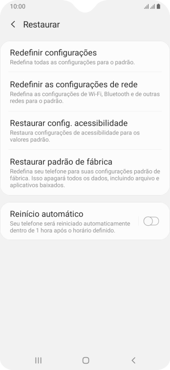 Pressione Restaurar padrão de fábrica. Pressione Restaurar padrão de fábrica.