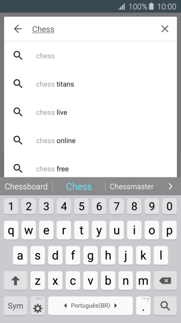 Insira o nome ou assunto do app desejado, e pressione o ícone de busca. Insira o nome ou assunto do app desejado, e pressione o ícone de busca.