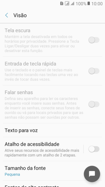 Pressione Texto para voz, e siga as indicações da tela para configurar a velocidade da fala. Pressione Texto para voz, e siga as indicações da tela para configurar a velocidade da fala.