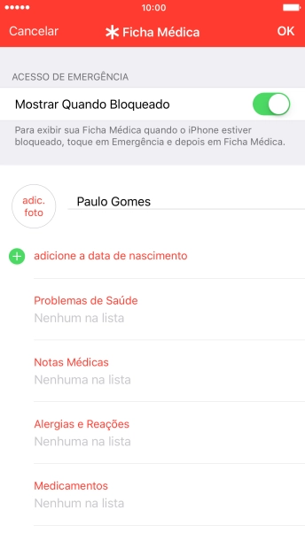 Pressione adic. foto, e siga as indicações da tela para adicionar uma foto. Pressione adic. foto, e siga as indicações da tela para adicionar uma foto.
