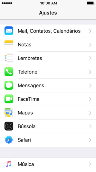 Pressione Mail, Contatos, Calendários. Pressione Mail, Contatos, Calendários.