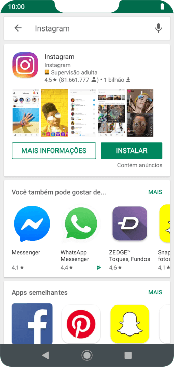 Pressione Instagram. Pressione Instagram.