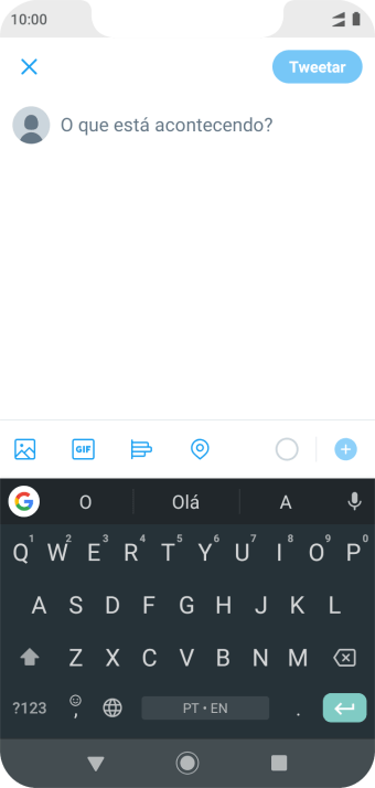 Pressione o campo de escrever, e digite o texto desejado. Pressione o campo de escrever, e digite o texto desejado.