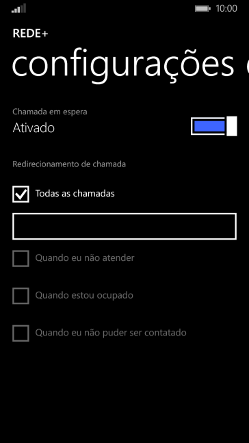 Pressione a caixa ao lado do tipo de encaminhamento desejado para desativar a função. Pressione a caixa ao lado do tipo de encaminhamento desejado para desativar a função.