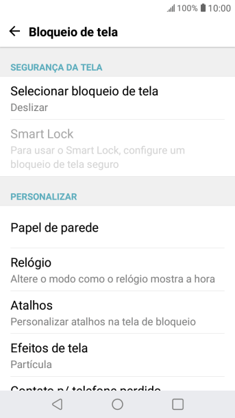 Pressione Selecionar bloqueio de tela. Pressione Selecionar bloqueio de tela.