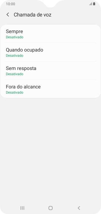 Pressione o tipo de encaminhamento desejado. Pressione o tipo de encaminhamento desejado.