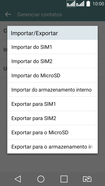 Pressione Importar do SIM1. Pressione Importar do SIM1.
