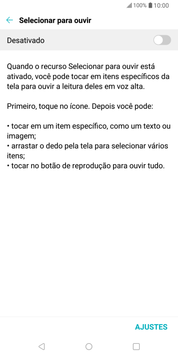Pressione o indicador para ativar a função. Pressione o indicador para ativar a função.