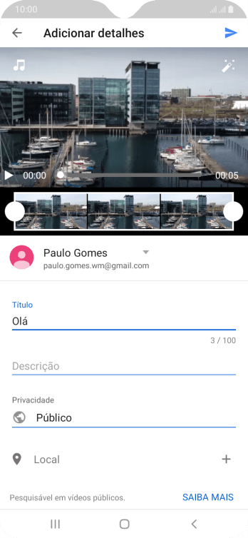 Escreva o texto desejado, e pressione o ícone de upload. Escreva o texto desejado, e pressione o ícone de upload.