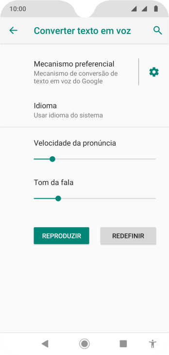 Pressione o ícone de configurações, e siga as instruções da tela para selecionar as configurações desejadas. Pressione o ícone de configurações, e siga as instruções da tela para selecionar as configurações desejadas.