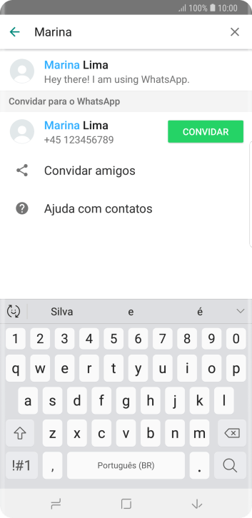 Pressione o contato desejado. Pressione o contato desejado.