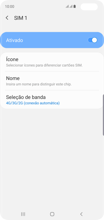 Pressione o indicador para ativar ou desativar o TIMchip. Pressione o indicador para ativar ou desativar o TIMchip.