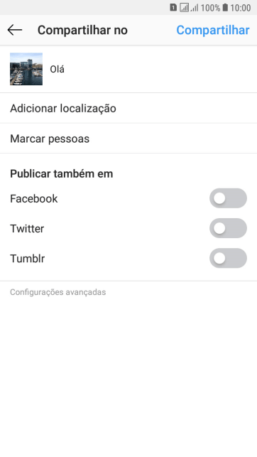 Digite o texto, e pressione Compartilhar. Digite o texto, e pressione Compartilhar.