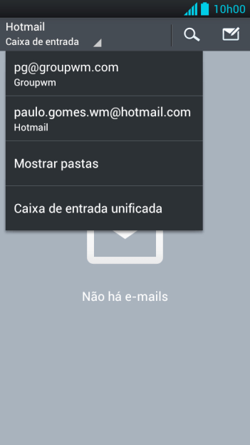 Pressione a conta de e-mail desejada. Pressione a conta de e-mail desejada.