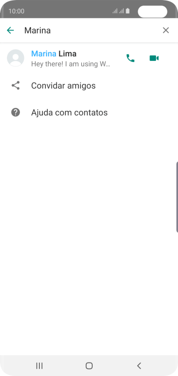 Pressione o ícone de chamada de voz para realizar uma chamada de voz para o contato. Pressione o ícone de chamada de voz para realizar uma chamada de voz para o contato.