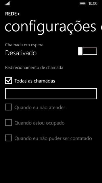 Pressione o tipo de encaminhamento desejado para desativar a função. Pressione o tipo de encaminhamento desejado para desativar a função.