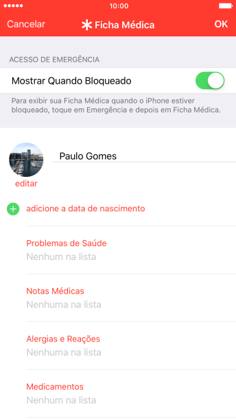 Pressione as informações desejadas, e siga as indicações da tela para adicionar informações. Pressione as informações desejadas, e siga as indicações da tela para adicionar informações.