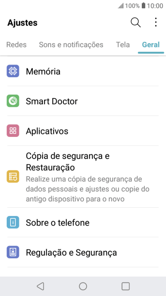 Pressione Cópia de segurança e Restauração. Pressione Cópia de segurança e Restauração.