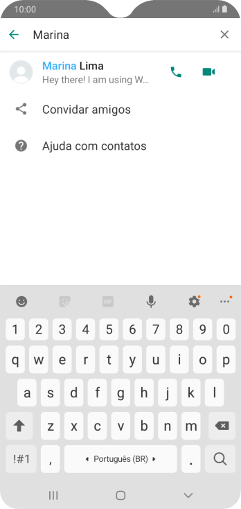 Pressione o ícone de chamada de voz para realizar uma chamada de voz para o contato. Pressione o ícone de chamada de voz para realizar uma chamada de voz para o contato.