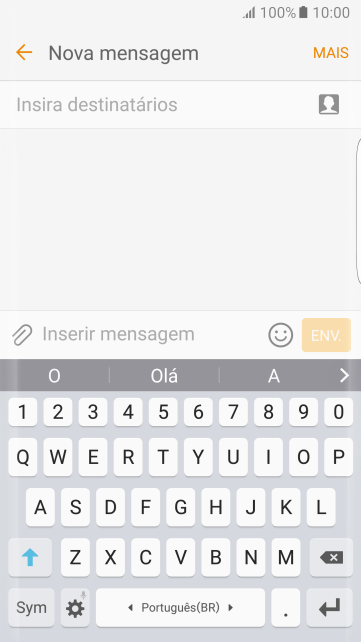 Abra uma nota, mensagem ou e-mail, para que o teclado fique visível na tela, e o celular pronto para a digitação. Abra uma nota, mensagem ou e-mail, para que o teclado fique visível na tela, e o celular pronto para a digitação.