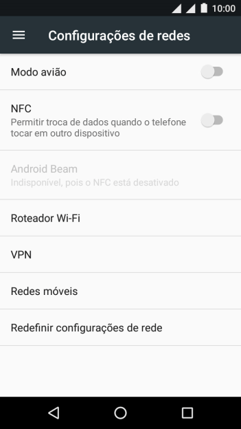 Pressione Redes móveis. Pressione Redes móveis.