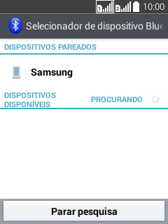 Pressione o dispositivo Bluetooth desejado, e aguarde um instante enquanto o arquivo é transferido. Pressione o dispositivo Bluetooth desejado, e aguarde um instante enquanto o arquivo é transferido.