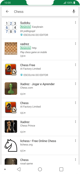 Pressione o app desejado. Pressione o app desejado.