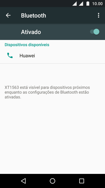Pressione o dispositivo Bluetooth desejado, e siga as instruções da tela para conectar o dispositivo ao seu celular. Pressione o dispositivo Bluetooth desejado, e siga as instruções da tela para conectar o dispositivo ao seu celular.