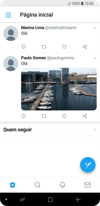 Pressione o ícone de novo tweet. Pressione o ícone de novo tweet.