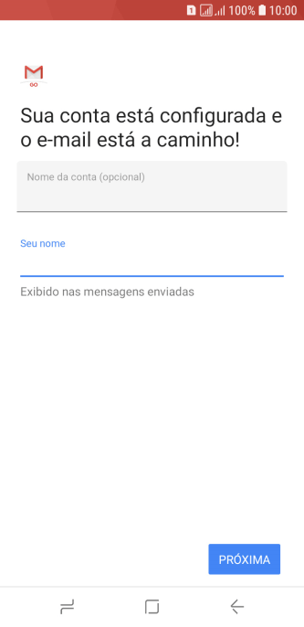 Digite o nome do remetente, e pressione PRÓXIMA. Digite o nome do remetente, e pressione PRÓXIMA.